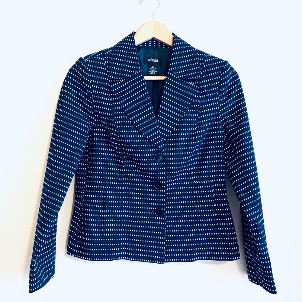 New Rafaella Petite Career Blazer Jacket Navy Blue